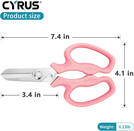 Pink Stainless Steel Floral Shears with Integrated Stab Remover