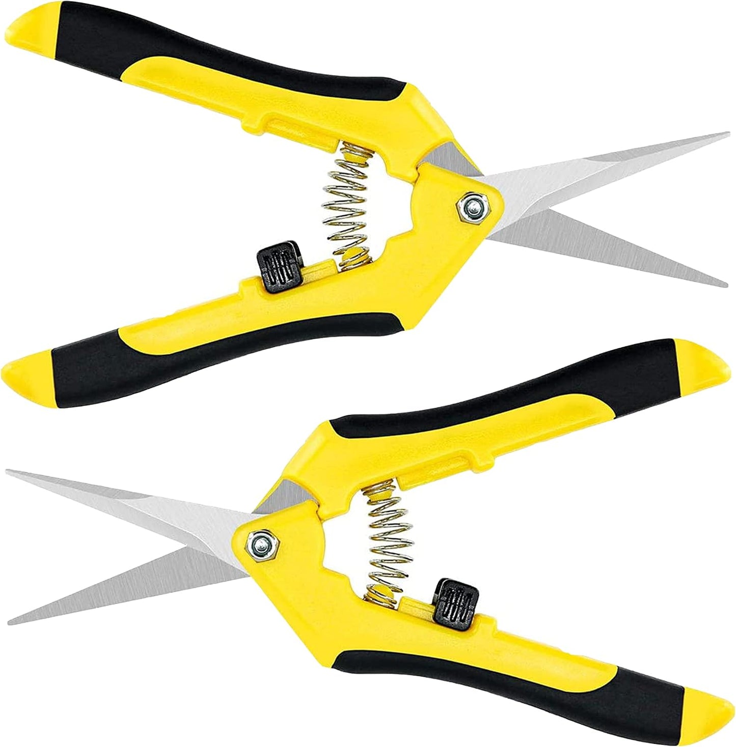 6.5 Inch Gardening Scissors Hand Pruner Pruning Shear with Straight Stainless Steel Blades, Yellow, 1-Pack