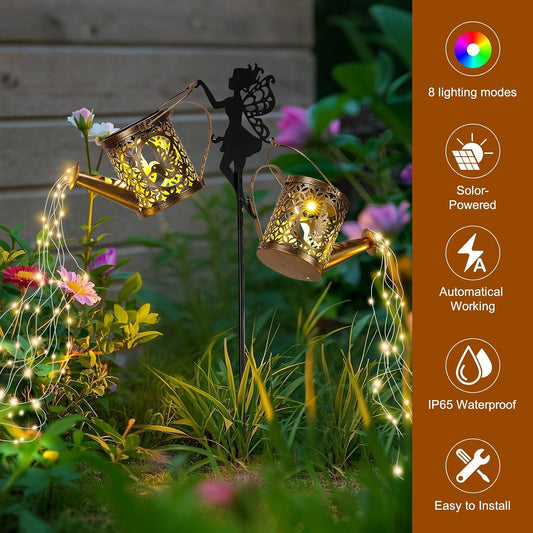LOVERUIS Solar Watering Can Lights - Solar Outdoor Decorative,Garden Decor Lights for Yard, IP65 Waterproof Solar Lights, Perfect Decor for Outside, Patio, Garden Gift for Women, Mom, Grandma