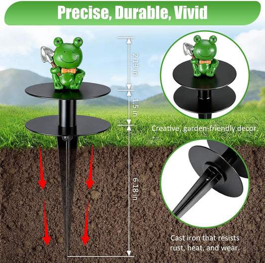 6 Pcs Frog Garden Hose Guide Stakes, 8.7" Heavy Duty Cast Iron Hose Guide for Garden, Metal Water Hose Guide, Rustproof Decorative Hose Guides for Outside Flower Beds, Lawn & Plant Protection