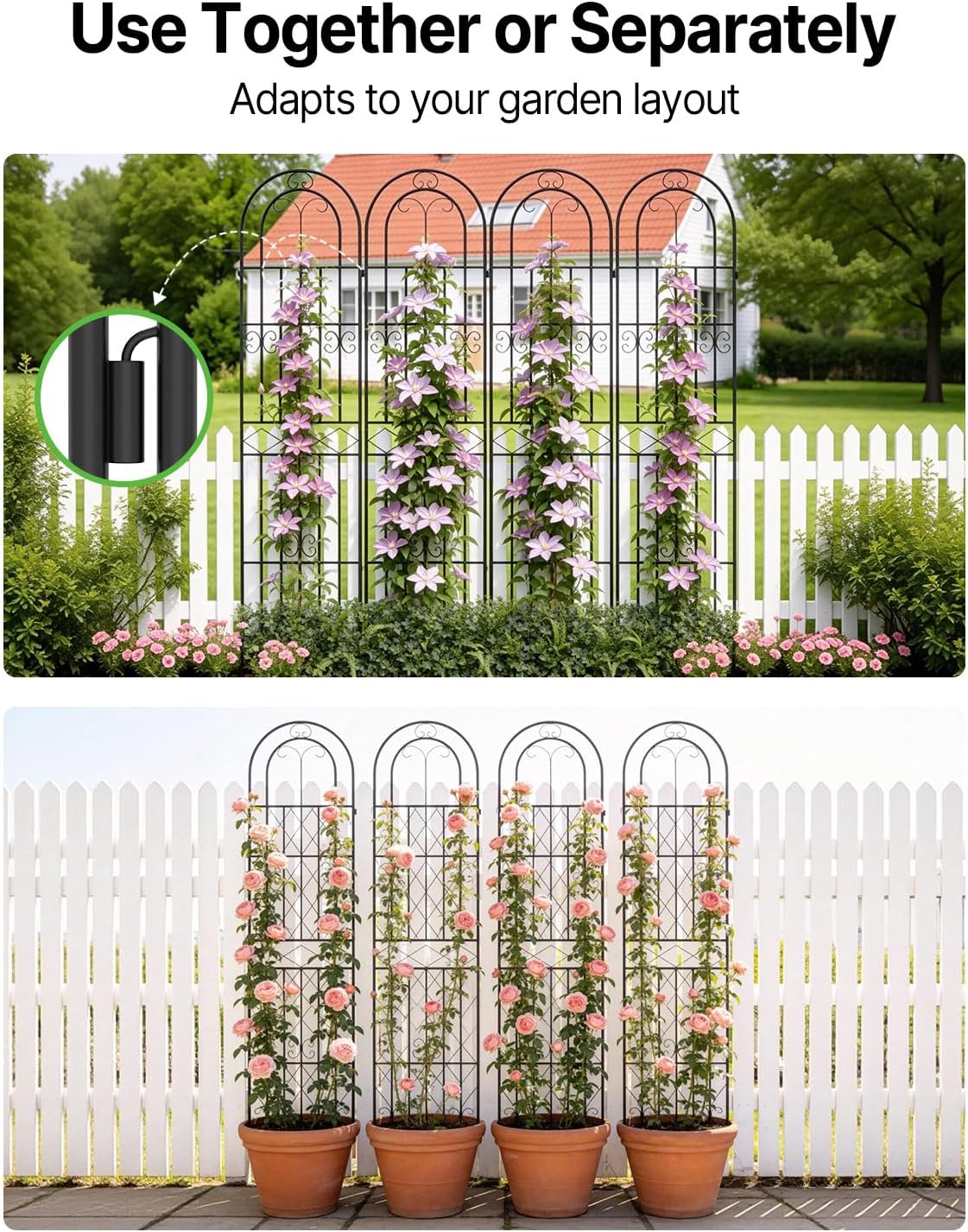 Garden Trellis for Climbing Plants Outdoor, 71” H x 20” W, 4 Pack