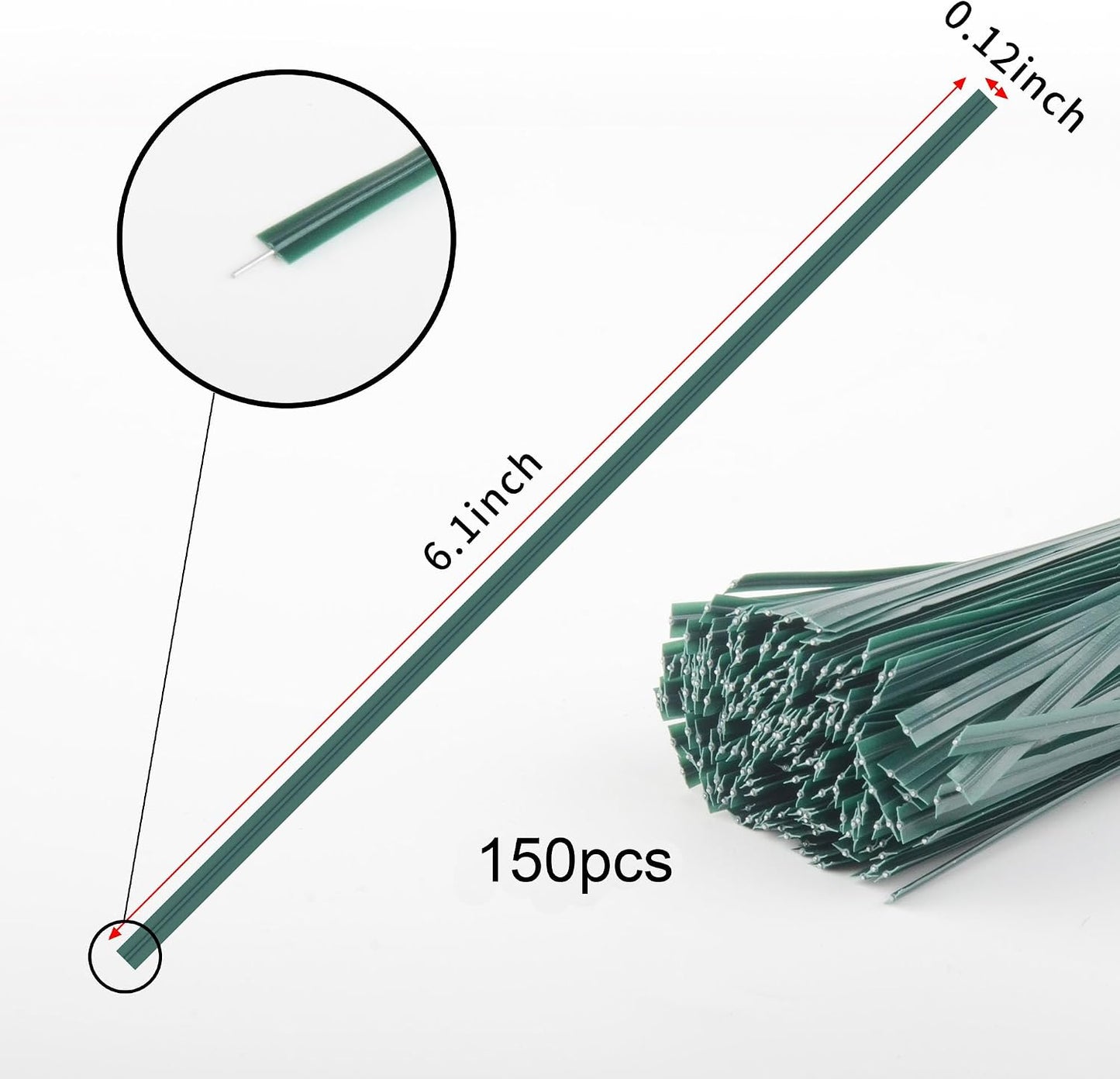 Twist Ties, 200 PCS, 6.1 Inches, Bread Ties, Green, Reusable, for Bags, for Gardening, Home, Office