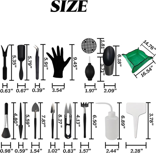 30PCS/Set Mini Garden Hand Transplanting Succulent Tools Set, 19.7" Thickened Repotting Mat & Plant Tag, Miniature Planting Indoor Fairy Care, Potting, Cactus, Houseplant Bonsai Tool Kit