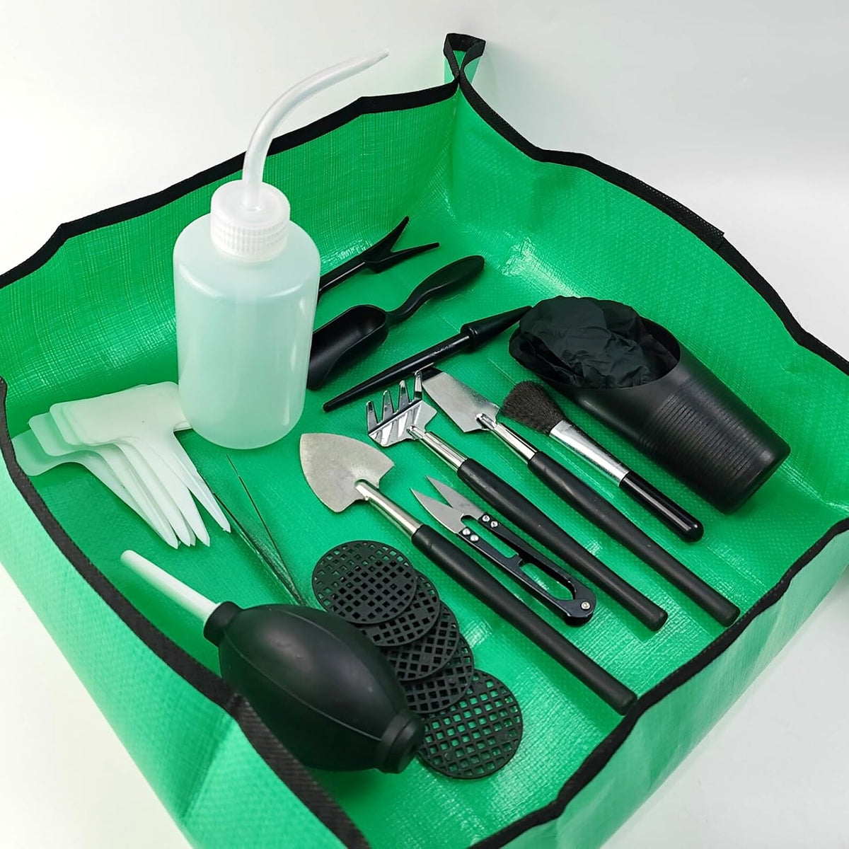 30PCS/Set Mini Garden Hand Transplanting Succulent Tools Set, 19.7" Thickened Repotting Mat & Plant Tag, Miniature Planting Indoor Fairy Care, Potting, Cactus, Houseplant Bonsai Tool Kit