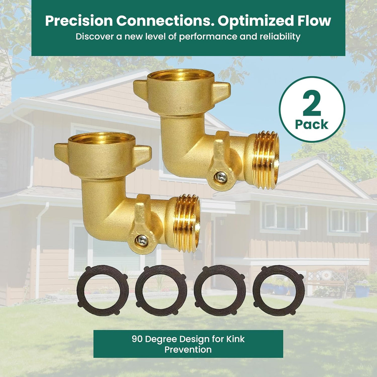 Brass Garden Hose Elbow with Shut-Off Valve – 3/4 in GHT, 90°