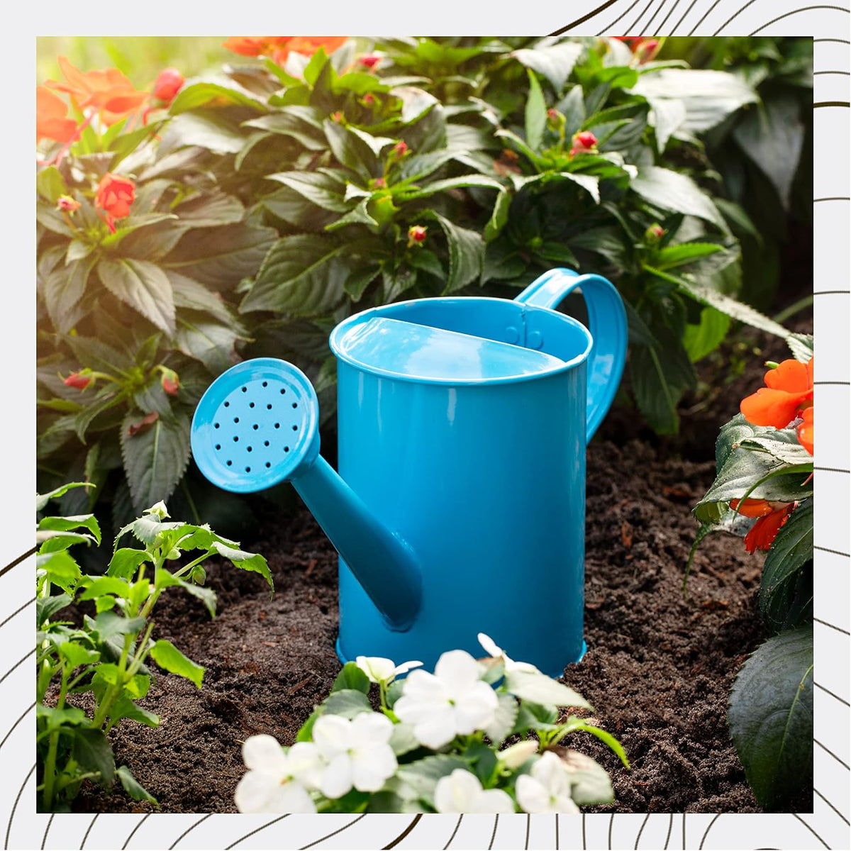 Watering Can for Kids - Play Time or Practical Use - Childs Metal Watering Can - Small Water Can for Boys and Girls, Perfect for Easter Gift -32 oz (Blue)