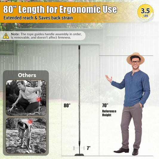 Garden Hoe Tool, 80 Inches Stainless Steel Long Handle Hoe Garden Tool, Garden Hoe for Weeding with 7-inch Wide Welded Blade, Garden Hoes for Weeding, Cultivating, Digging, Loosening, and Planting