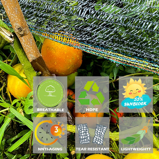 55% Shade Cloth for Garden, Black Shade Net 6.5X10 FT