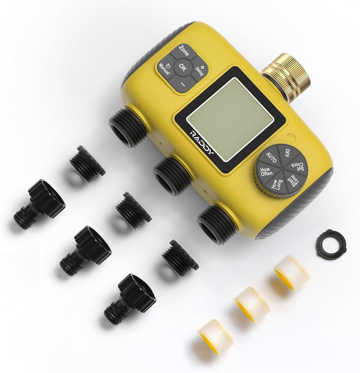 WS-8 3-Zone Sprinkler Timer, Heavy-Duty Controller, Yellow