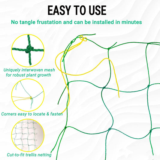 Trellis Netting for Climbing Plants - Heavy Duty Garden Trellis Netting for Cucumber, Vine, Fruits & Vegetables Tomato Plants Trellis Net, Climbing Vining Plants 10' x 7'Ft Green