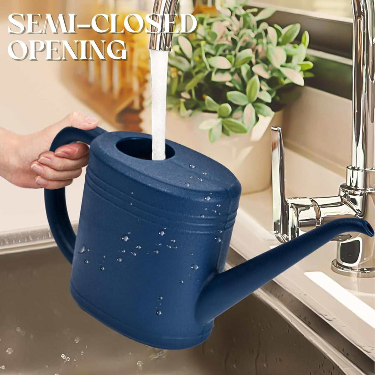 Plant Watering Can for Home Garden - with Long Spout - 1/4 Gallon - Green