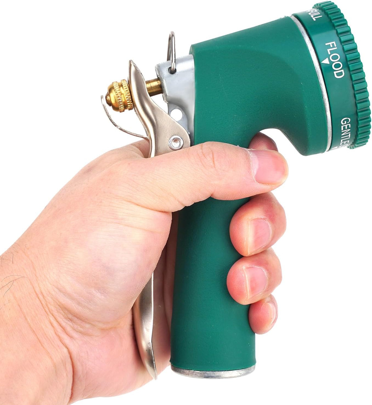 Garden Hose Nozzle, Heavy Duty Metal Spray Nozzle with Tie Rods Made of Brass, High Pressure Hose Nozzle with Non-Slip Grip Handle for Watering Garden, Washing Cars and Showering Pets