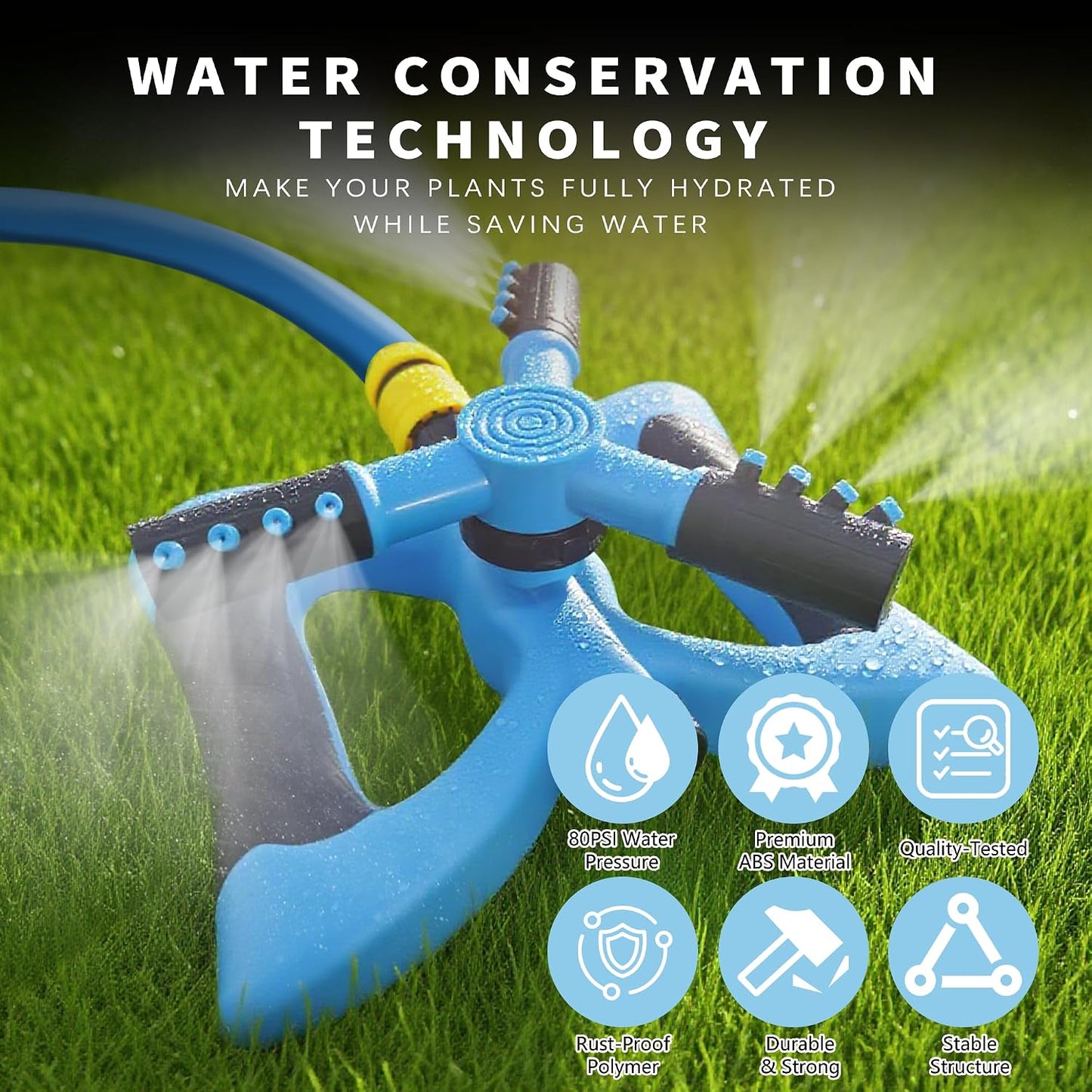 Sprinkler for Yard Rotary Garden Sprinkler, Large Coverage Lawn Watering System for Yards(Suitable for DN: 1/2 inch Pipes)