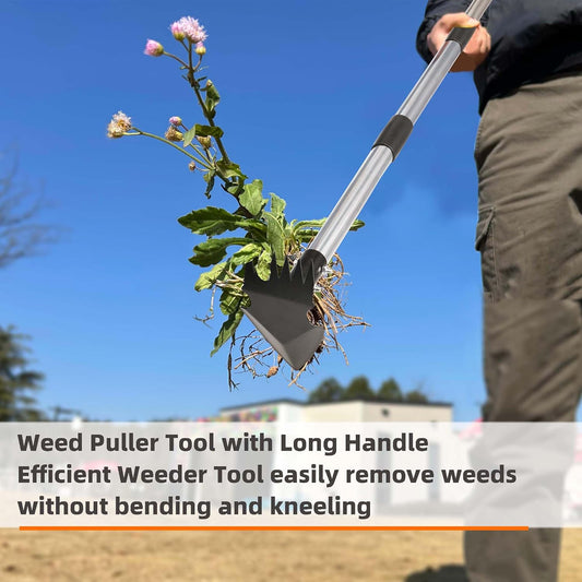 Weed Puller Tool with Long Handle, Weed Rake for Weeding, Hoe Garden Tool