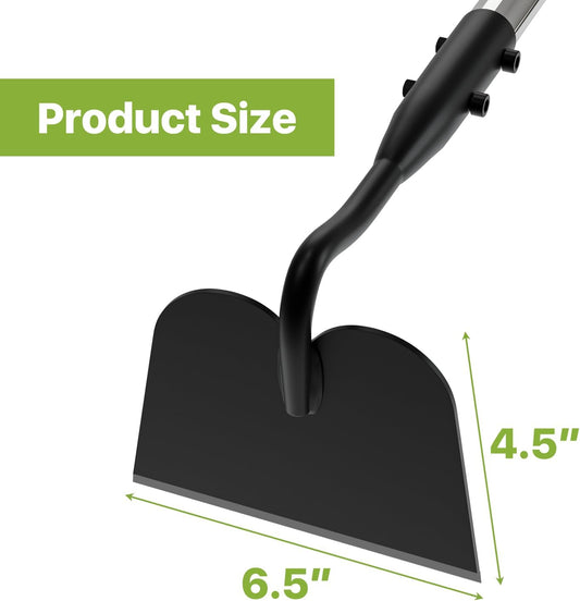 Draw Hoe Garden Tool, Heavy Duty Garden Hoes for Weeding Long Handle, Easy Stand Up Scraping Weeder Tool for Garden, 5.5 FT Adjustable Weed Hoe with 6-inch Wide Welded Blade