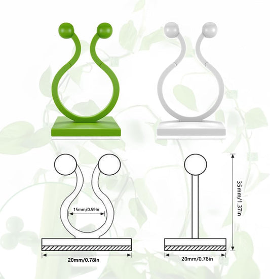 Plant Climbing Wall Fixture Clips, Plant Vine Wall Clips Wall Plant Support Hook, Invisible Plant Support Vine Clips, Plant Fixer Self-Adhesive Hook for Climbing Plants Indoor Outdoor (100, Green)
