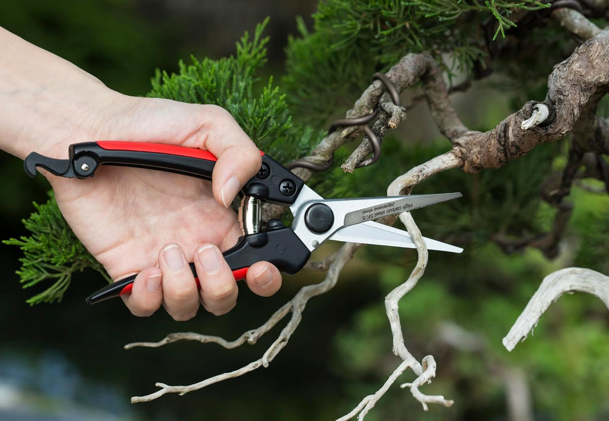 ® 8" Pro Bypass Pruning Shears, Heavy Duty Japanese SK5 Steel Blades, 1 inch Cut Capacity, Non-Slip PVC Coated Handles, Lightweight & Ergonomic, Japanese Pruners, Professional Garden Clippers