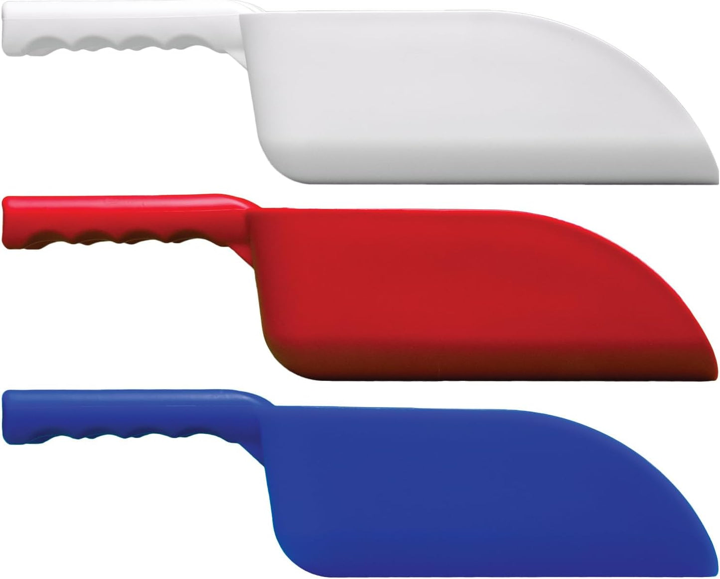 Remco - A Vikan Company 3 pk Color-Coded Plastic Hand Scoop - BPA-Free, Food-Safe Scooper, Commercial Grade Utensils, Restaurant and Food Service Supplies, Large 32 Ounce Size, Red/White/Blue
