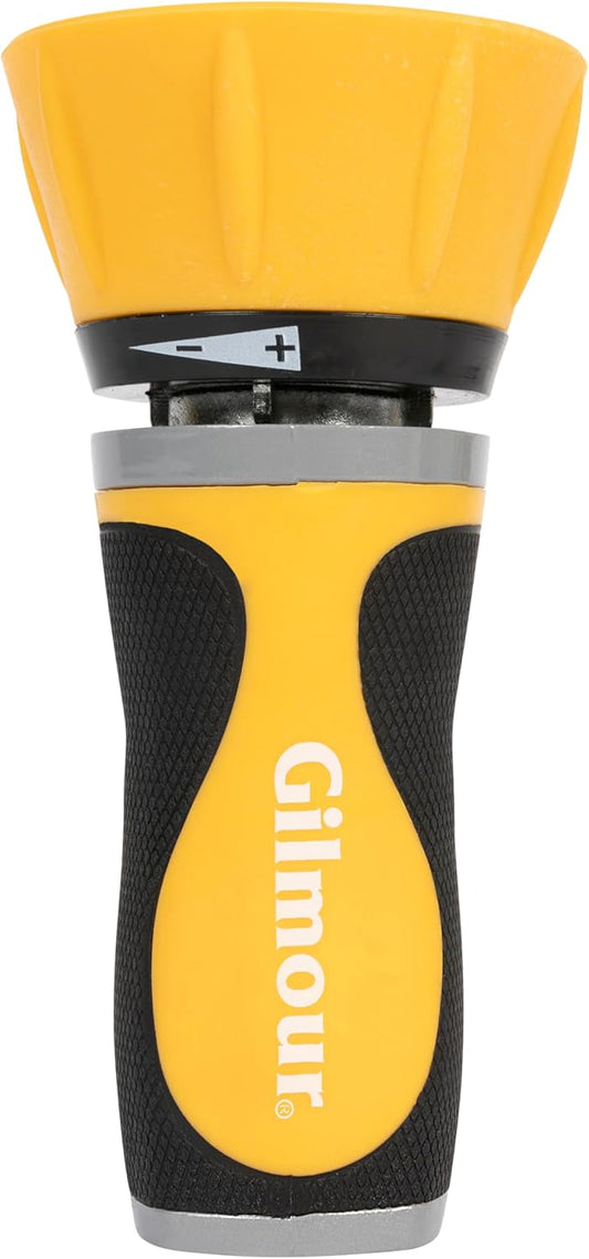 Twist Hose Nozzle, Fireman Hose Nozzle for Cleaning and Watering, Heavy Duty Garden Hose Nozzle with Adjustable Spray Pattern, Yellow, Brass