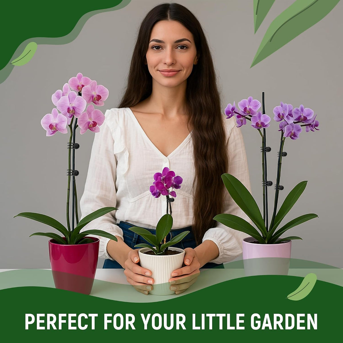 10pcs 16" Bendable Plant Support Stakes & 15 Clips- Orchid Stakes and Clips