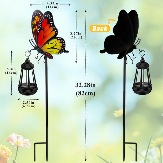 Solar Lights Outdoor 32.28in Garden Butterfly Stakes with Solar Lights