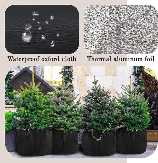 2Pack Plant Pot Covers for Pot Insulation with Drawstring and Zipper, Winter Plant Covers Freeze Protection or Flower Pot, Plants Frost Protect Bags for Keeping Warm(Black-M-17.7x19.6 in)
