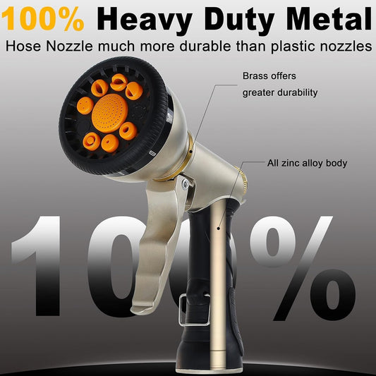 Garden Hose Nozzles Heavy Duty 9 Adjustable Patterns Hose Sprayer Nozzle