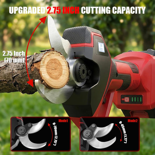 Electric Pruning Shears, 2.75'' Cut, 2 Batteries & Spare Blades