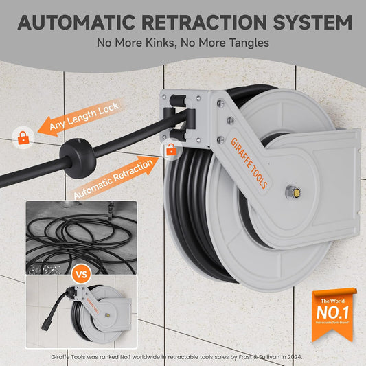 65ft Retractable Pressure Washer Hose Reel, 3200 PSI