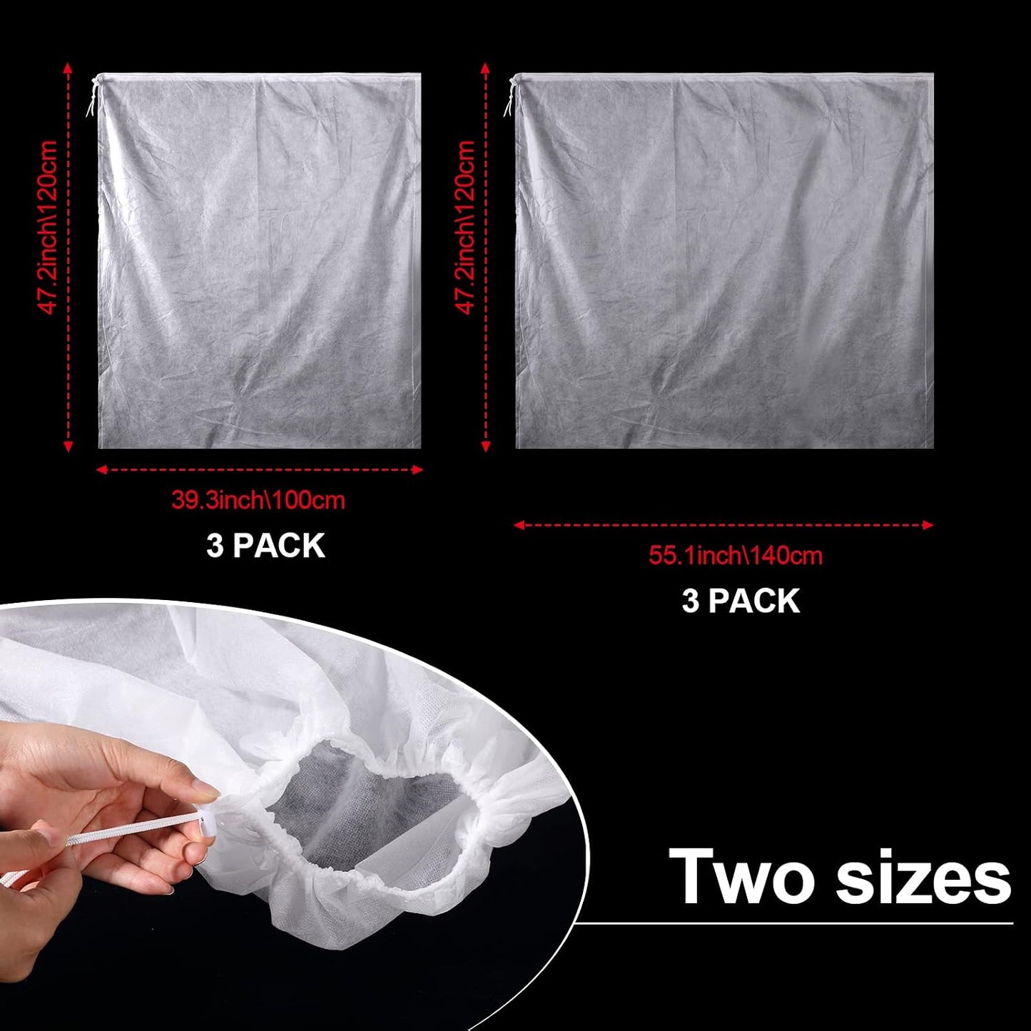 6 Pcs Plant Covers Freeze Protection Winter Frost Blanket for Outdoor Plant Bag 23.6 x 31.5 Inch, 31.5 x 39.4 Inch Shrub Jacket with Drawstring Reusable Frost Cloth for Cold Weather Fruit Tree