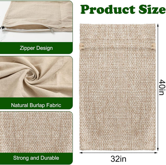 5Pcs Burlap Plant Cover Bags 32" x 40" Reusable Winter Plant Freeze Protection Bag with Zipper Drawstring Warm Tree Frost Blanket Protector for Outdoor Plants Shrubs Brushes