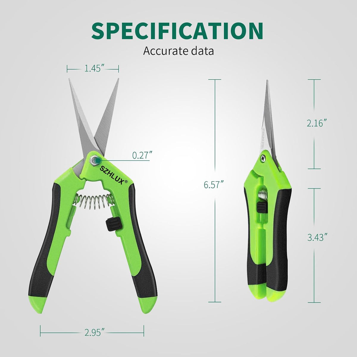 3-Pack Gardening Scissors, 6.5'' Gardening Pruning Scissors, Professional Pruning Shears with Straight Stainless Steel Precision Blades