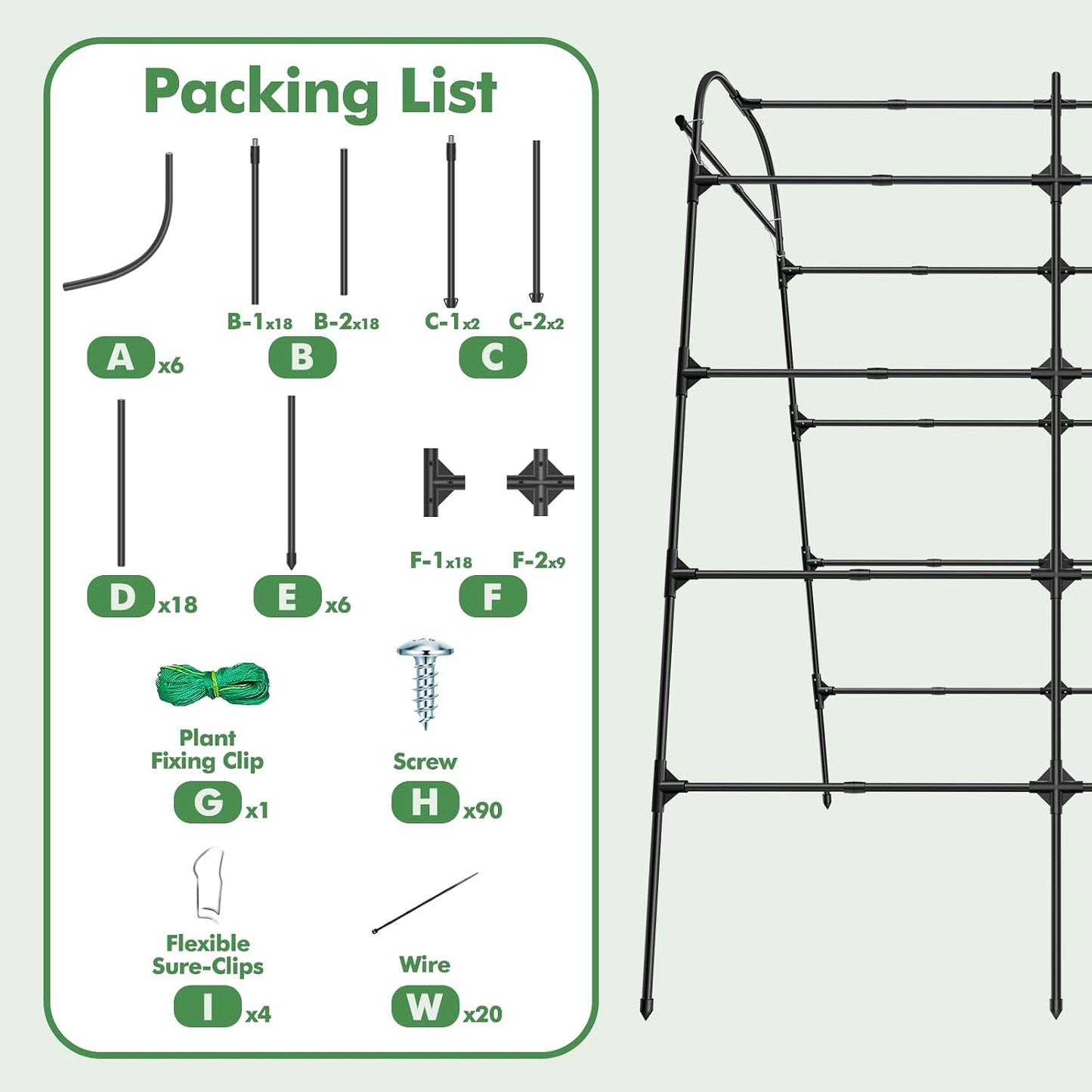 7*5.4* 5FT Arch Metal Garden Trellis,Outdoor Climbing Support Frame
