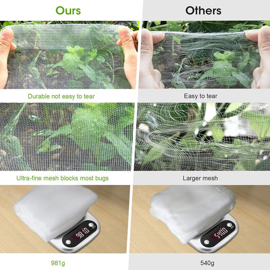 10x35Ft Garden Netting for Raised Bed, Thickened 60 Mesh Bird Netting for Garden Protection, Mesh Insect Row Covers for Plant Pest Barrier Fruits Flowers Crops Greenhouse Protect from Birds Bugs