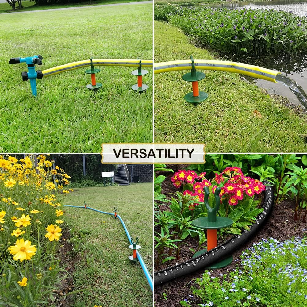 Garden Hose Guide Stake Garden hose guide spike Lawn Hose Support Soaker Holder Clip Snap (8pcs, Fit in 5/8'' Hoses)