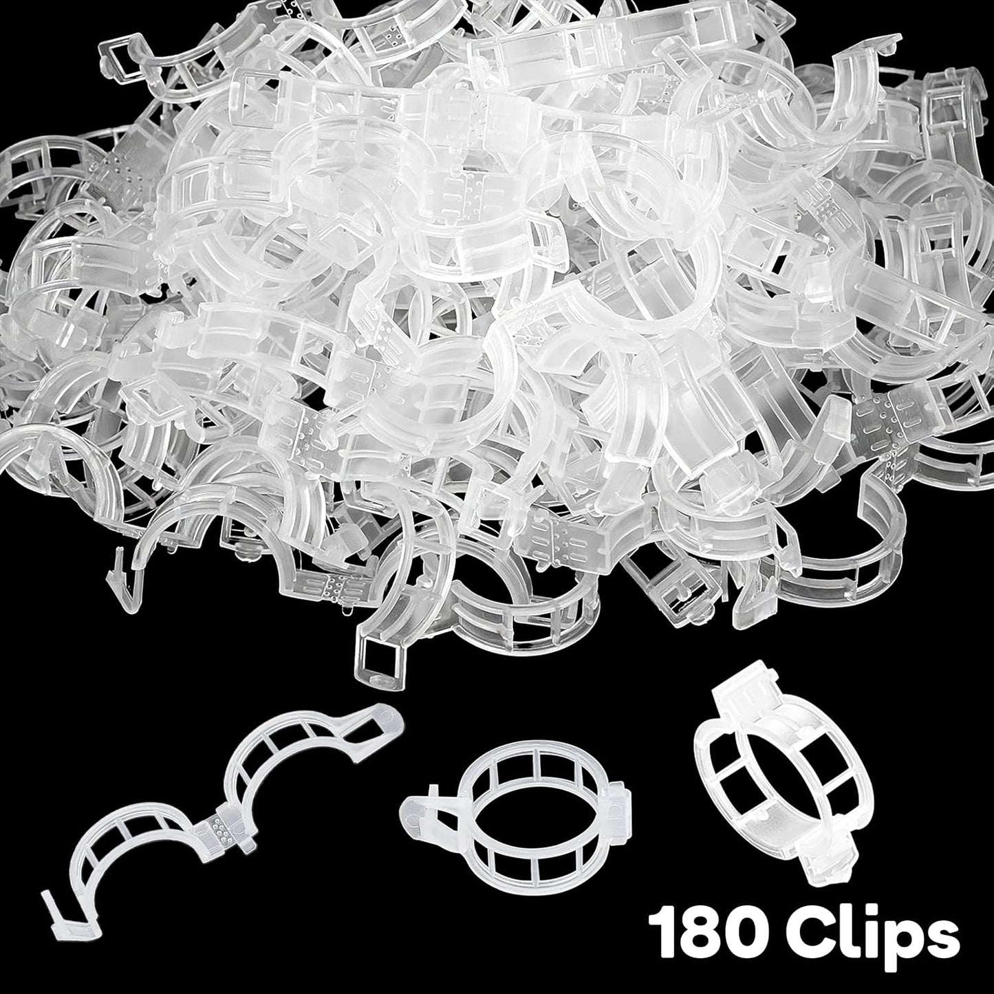180 Pcs Plant Support Clips, Clear Plastic Trellis Clips, Garden Clips, Vegetable Clips, Vine Tomato Clips for Plants Support, Plant Clips for Climbing Plants to Grow Upright & Healthier