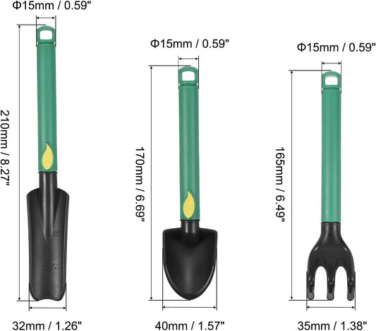 Mini Garden Tools Set Plastic Gardening Hand Tools Trowel Rake Spade Kit Home Garden Supplies for Flowers Succulent Transplanting 3Pcs