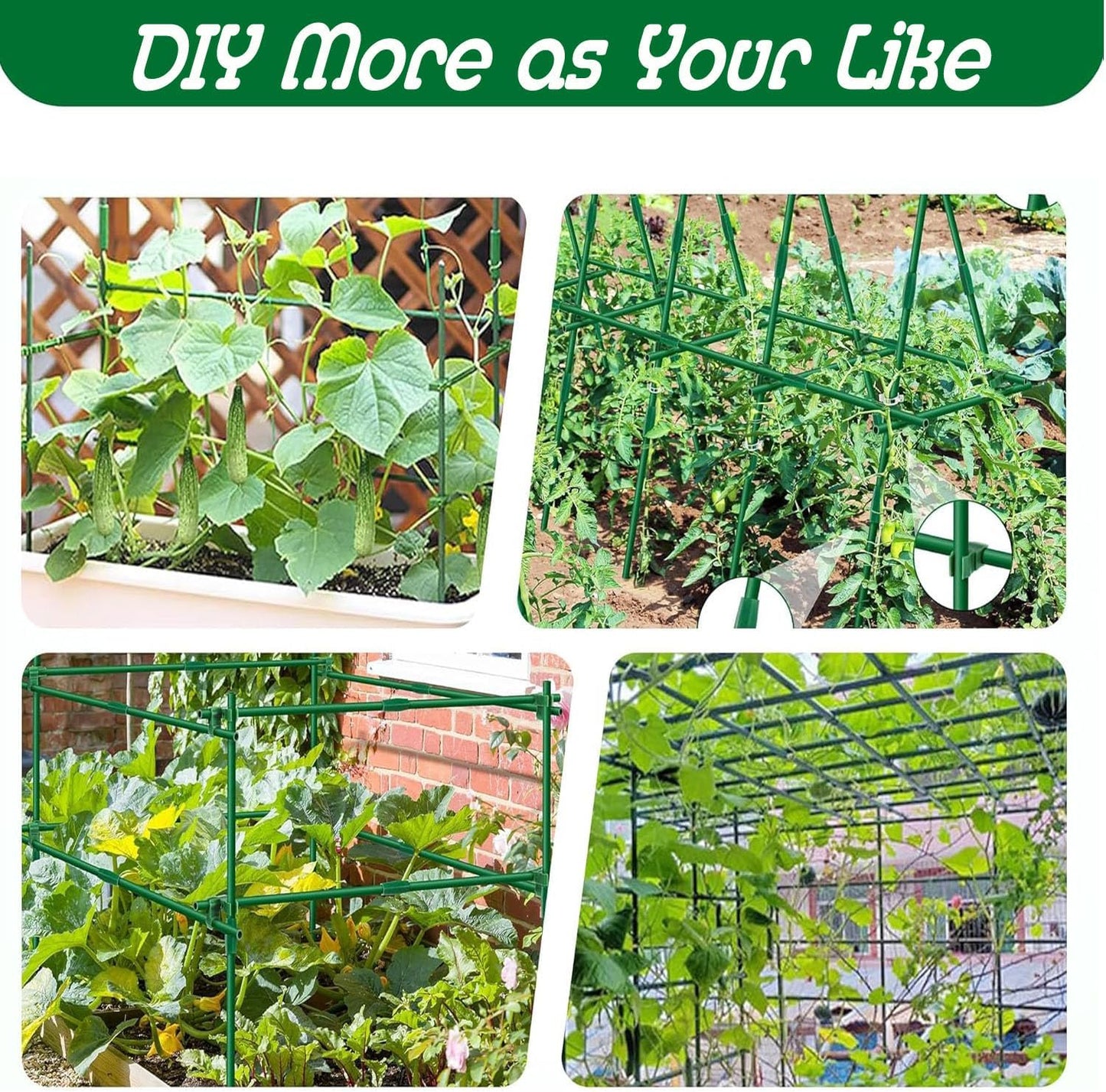 Garden Stakes Kit:13.7 Inch 48 Pack, Plant Sticks Supports & Accessories for DIY 4ft, 5ft, 6ft, 7ft Stakes for Tomato, Vegetables, Indoor & Outdoor Gardening Supplies (15SET)