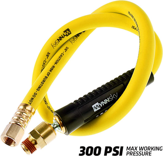 Hybrid Lead in Air Hose 3/8" X 30"(1/4 in. MNPT Ball Swivel x 1/4 in. FNPT Ends) 300 PSI Max Working Pressure, Heavy Duty Air Compressor Hose