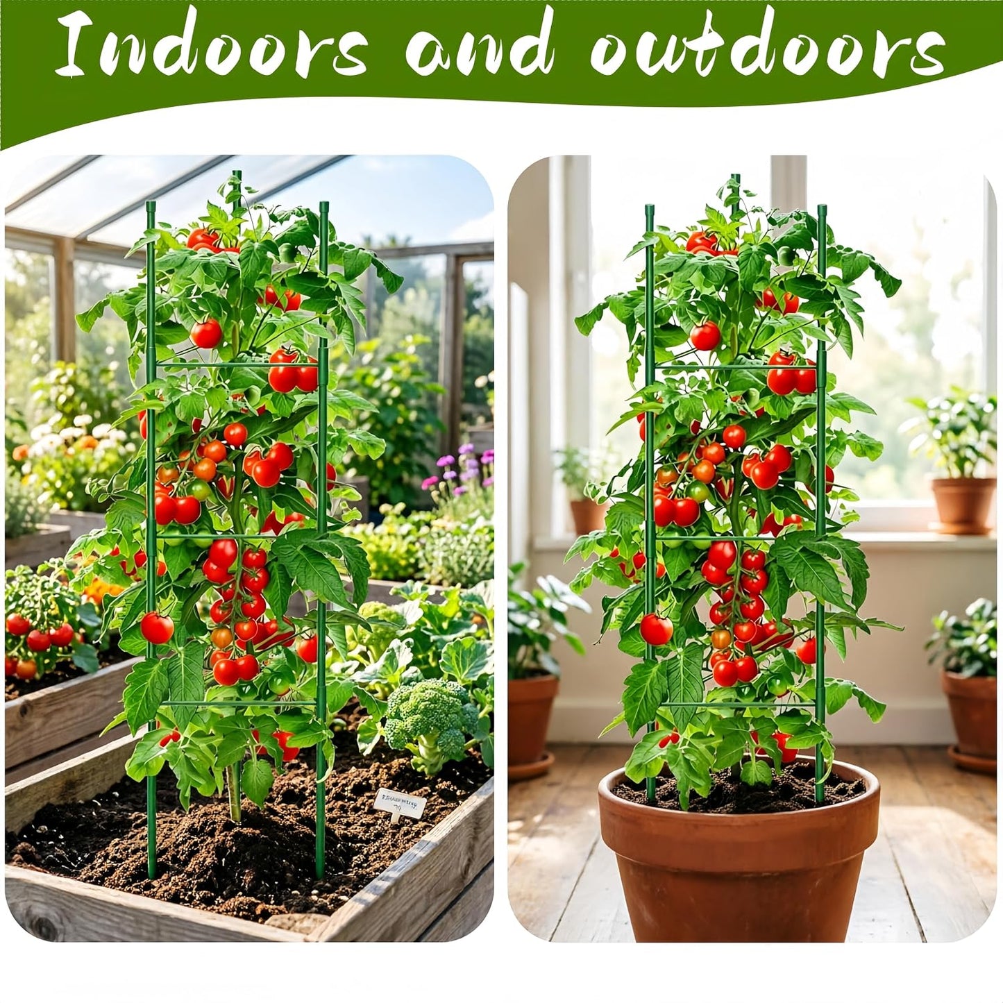 6 Pack Tomato Cages for Garden, 51.2 Inch Tall Adjustable Tower Tomato Trellis for Raised Garden Bed, Heavy Duty Metal Tomato Plants Support Stakes for Outdoor Pots Climbing Plants, Vegetables, Flower