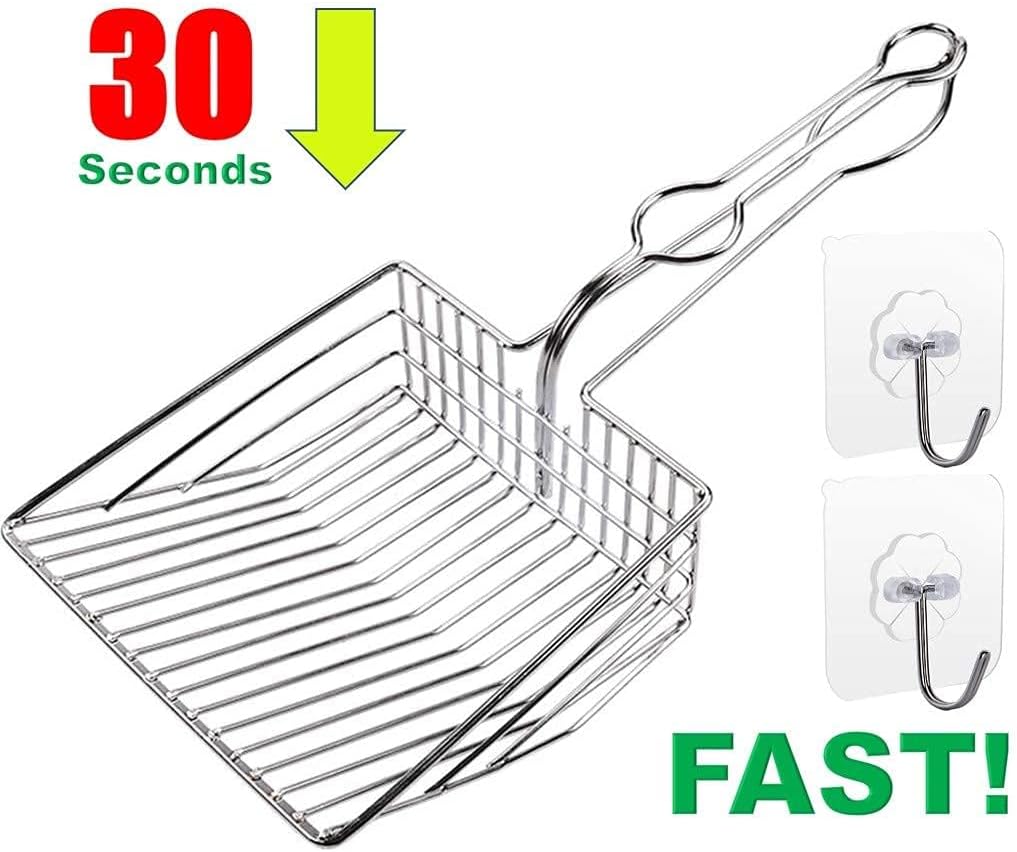 All Metal Litter Scoop, Solid Metal Sifter, Cat Litter Scoop Metal Jumbo, Cat Urine Scoop, Litter Scooper with Holder, Litter Scooper Holder, Jumbo Cat Litter Scoop Sifter Scooper Holder