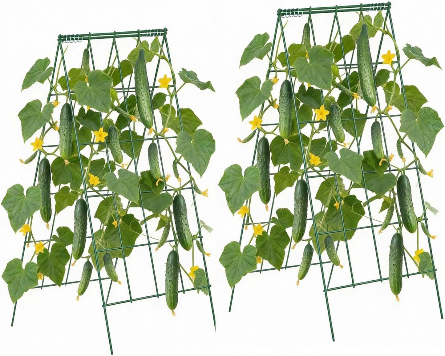 Cucumber Trellis, 46" x 34" Foldable A-Frame Garden Trellises for Raised Bed, 4 Panels, Metal Rustproof Outdoor Climbing Plant Support with 2 Plant Bags for Vine, Peas, Beans, Tomato, Flowers