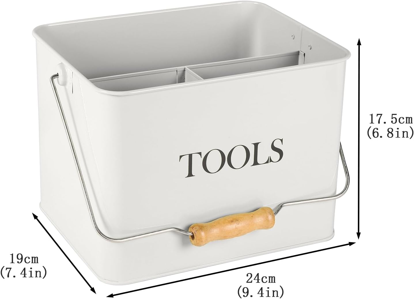 Garden Tool Organizer, Metal Tool Caddy with 3 Compartments, Portable Garden Tool Basket with Handle, Gardening Tool Kit Holder Empty, Garden Tool Storage for Indoor and Outdoor Use - Green