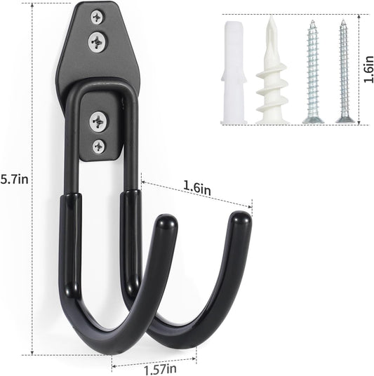 Hose Hanger Wall Mount 2 Pack,Heavy Duty Hose Holder with Screws Metal Hose Hangers for Outside,Hose Rack Suitable for Garage,Garden and Yard