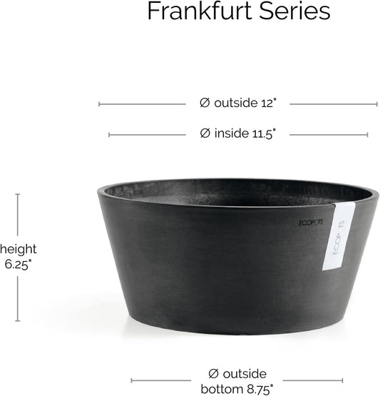 Ecopots Frankfurt Durable Modern Round Indoor/Outdoor Recycled-Based Composite Flower Pot Planter, Terracotta Color, 12"