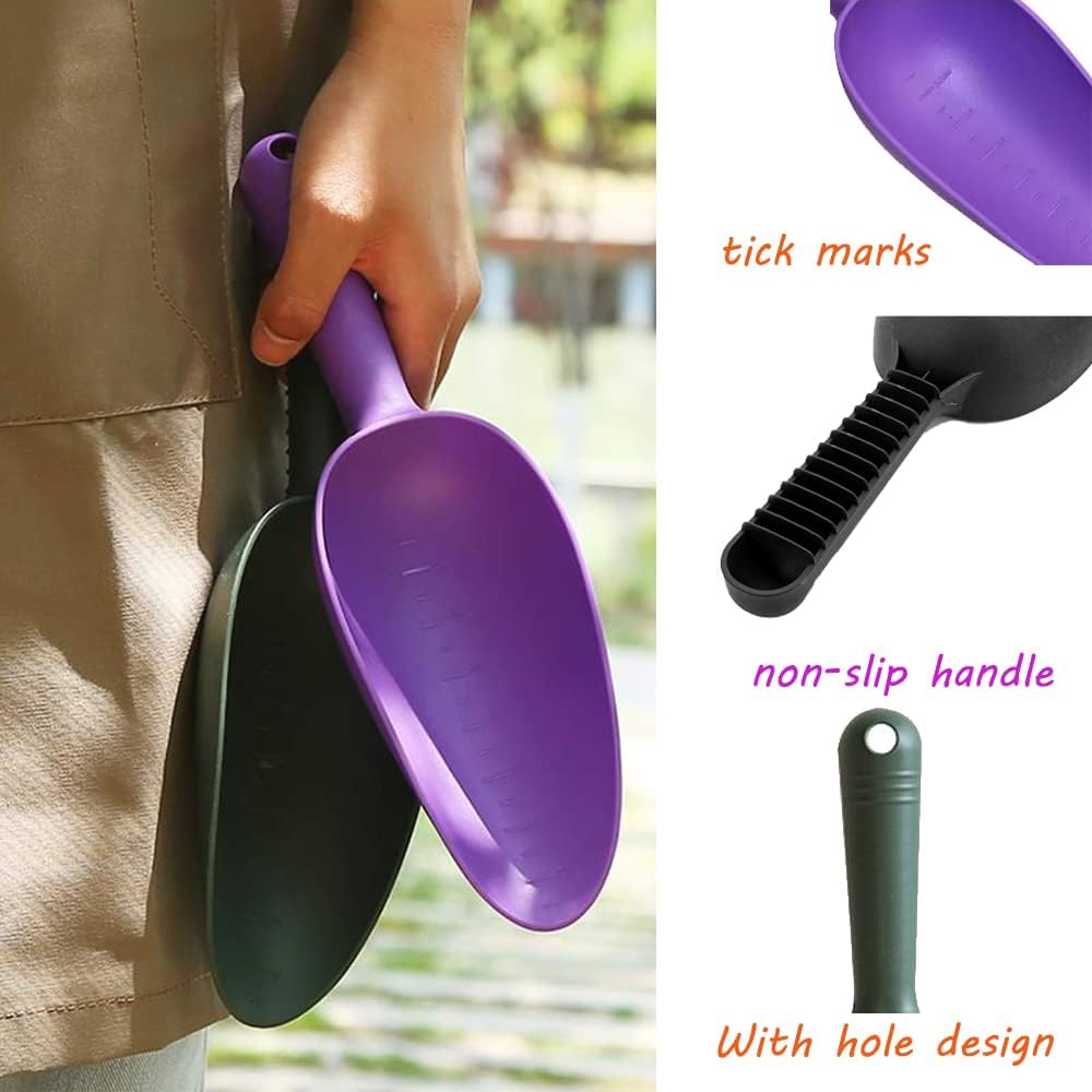Plastic Garden Shovel Plant Hand Trowels 3 Pack Soil Planting Digging Transplanting Multi-Function Beach Sand Pet's Food Scoop Garden Tools