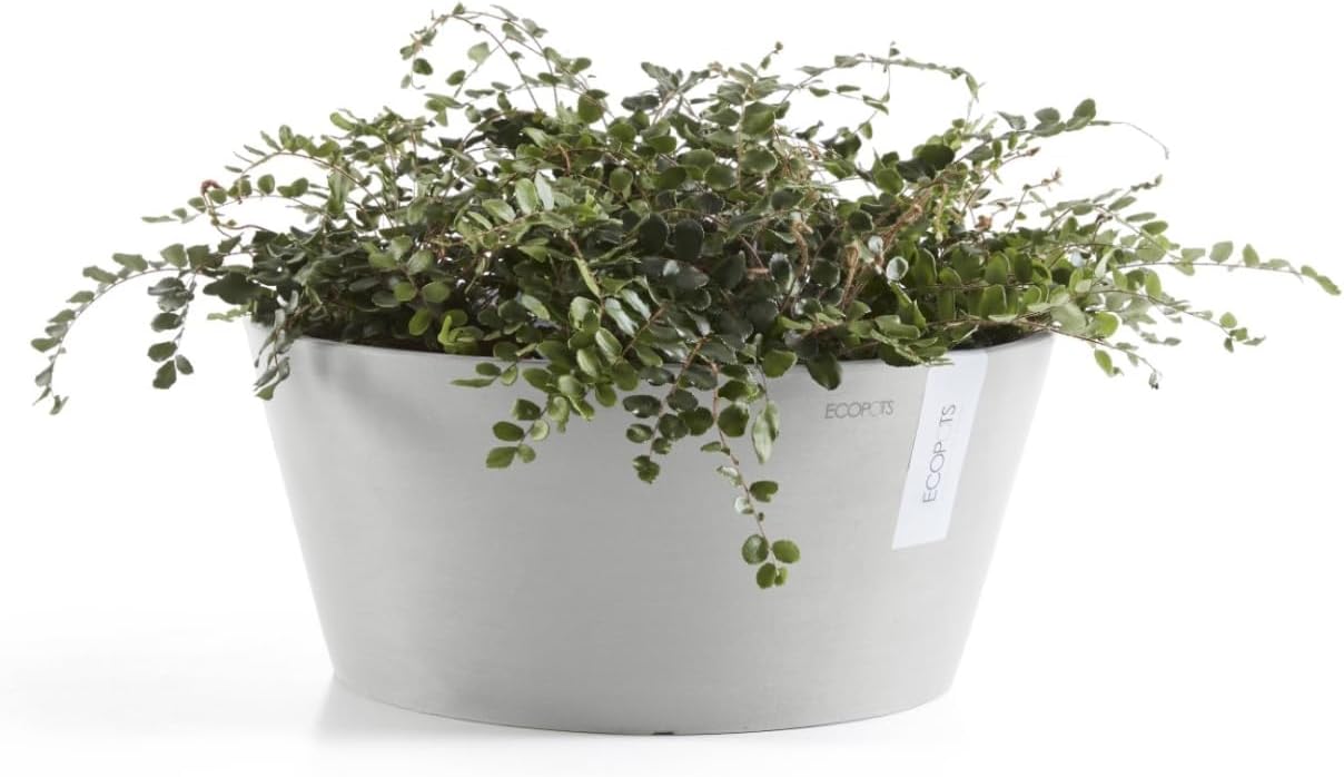 Ecopots Frankfurt Durable Modern Round Indoor/Outdoor Recycled-Based Composite Flower Pot Planter, Terracotta Color, 12"