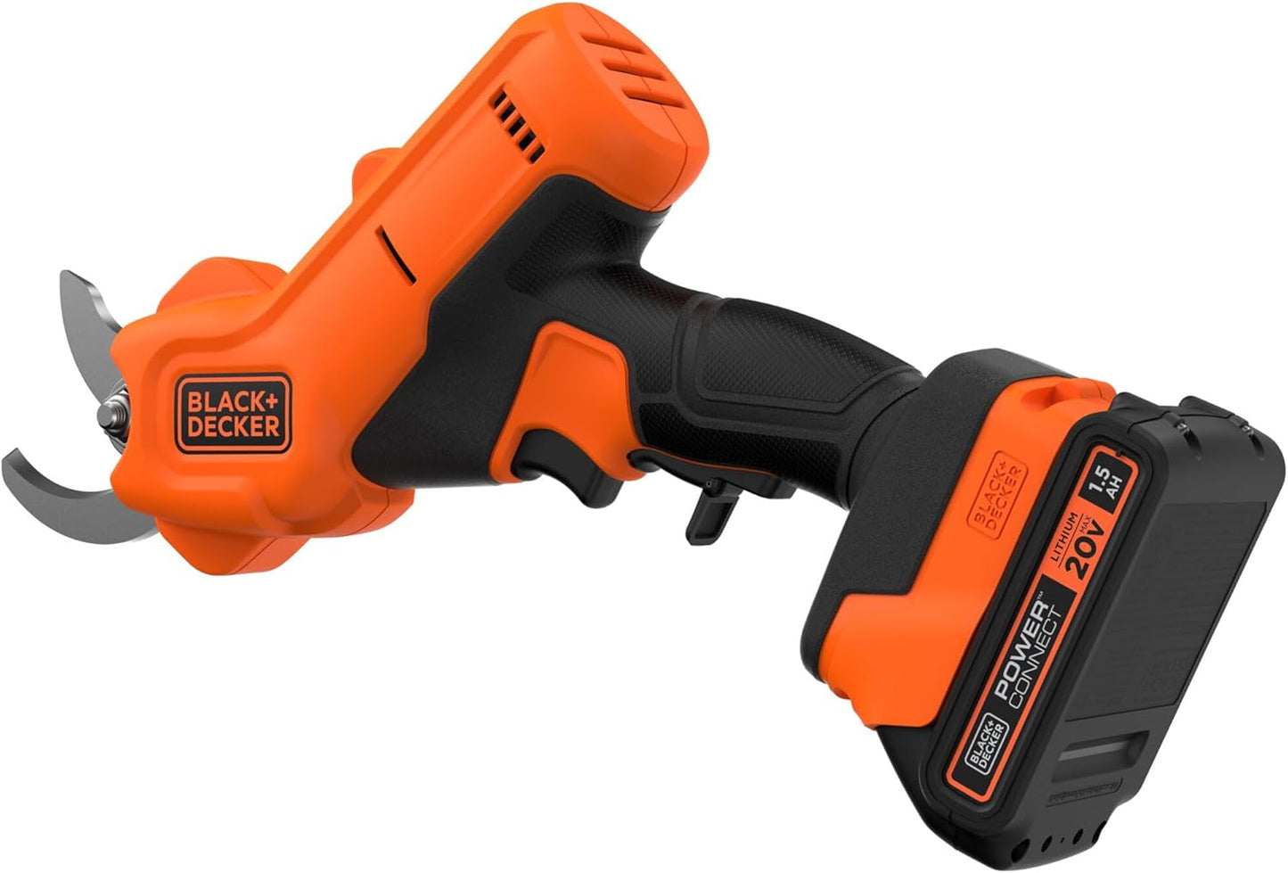 BLACK+DECKER 20V MAX* Cordless Pruner Electric Pruning Shears, Battery and Charger Included, 900 Cuts Per Charge, Electric Pruner, Tool Free Blade Change (BCPR320C1)