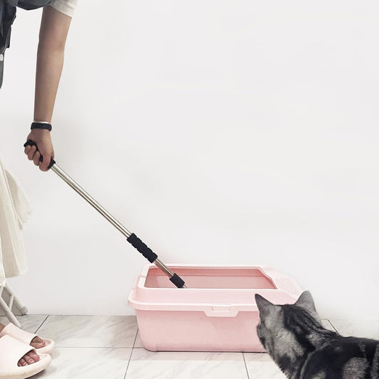 Depets Cat Litter Scoop, Metal Litter Scooper with Deep Shovel, Detachable Long Handle Cat Litter Sifter with Holder, Large Durable Cat Litter Shovel with Foam Pad Grip for Easy Sifting