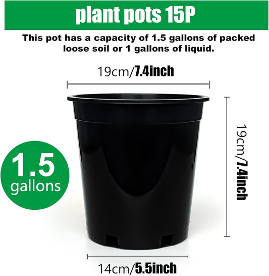 5 Gallon Nursery Pots (10-Pack) + 50ft Garden Hose with Spray Nozzle + 3-in-1 Soil Tester for Moisture/Light/pH | All-in-One Gardening Kit for Indoor/Outdoor Plants, Gardening Gifts for Women